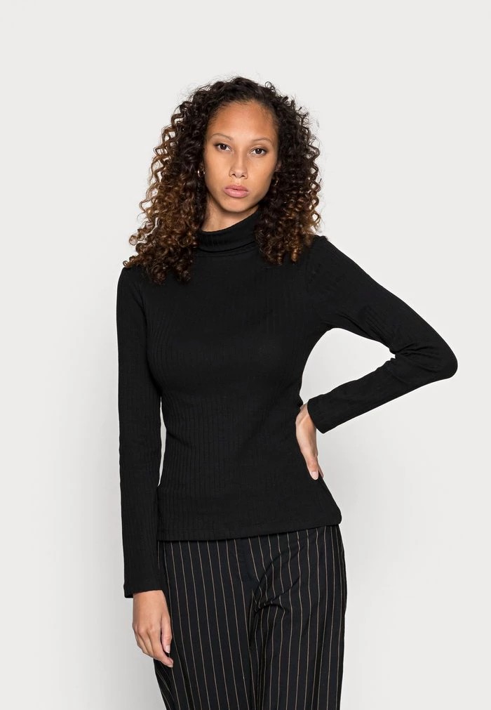 T-Shirt ANNA FIELD Anna Field Perkin Neck Longsleeve Noir Femme | XUQ-2740687